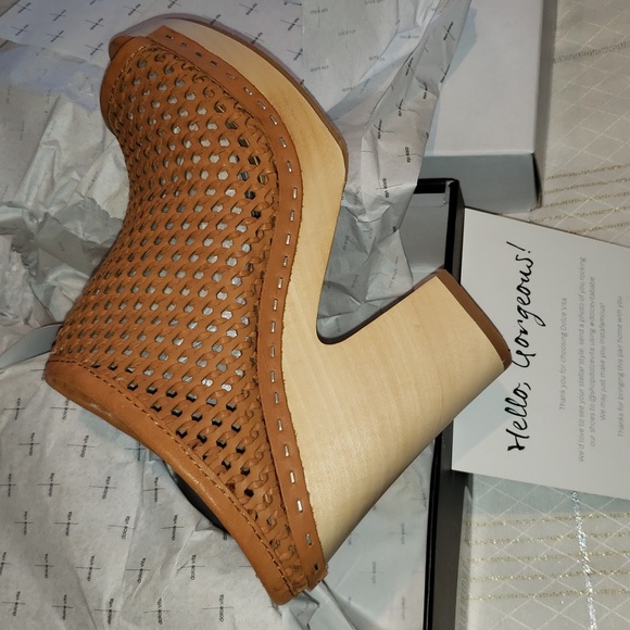 Dolce Vita New BROOKS Clog Woven Leather Platform Mules Shoe NIB Nude Tan Womens - Picture 12 of 16